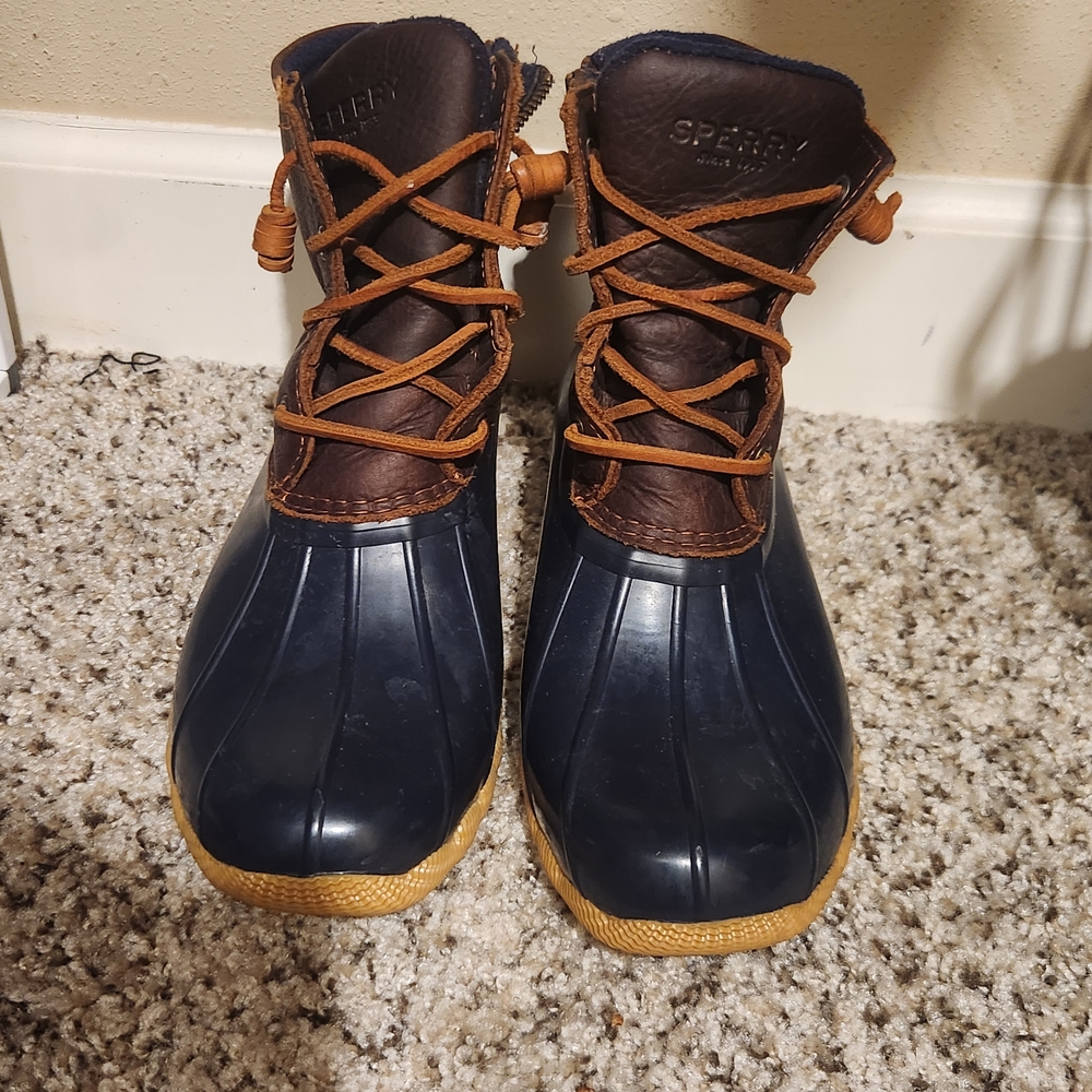 Sperry Blue and Brown Duck Boots